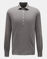 Fedeli Leinen Longsleeve-Poloshirt 'Five' grau meliert Grau