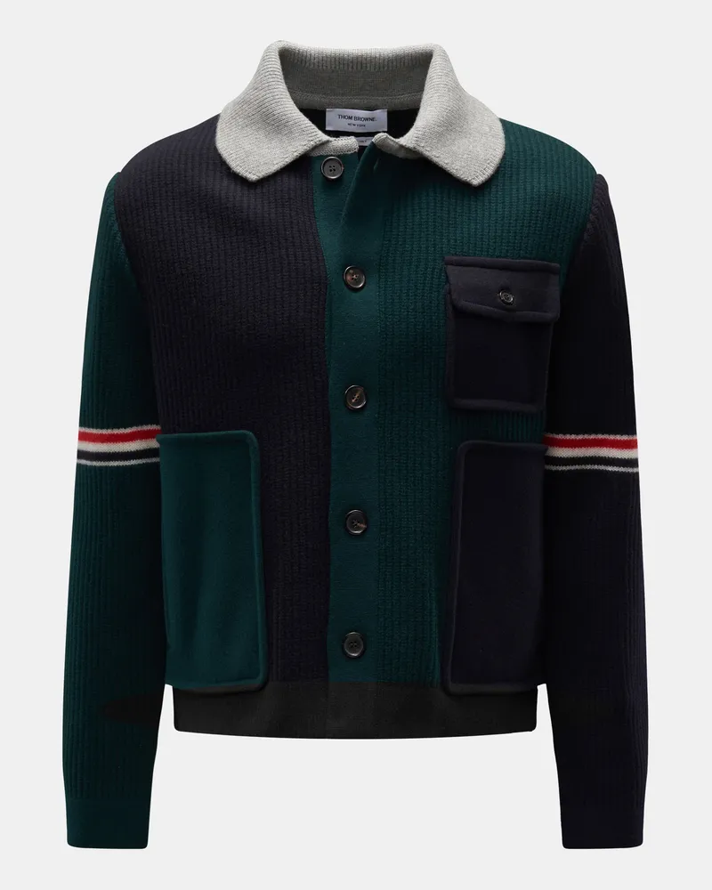 Thom Browne Herren - Cardigan navy/dunkelgrün/hellgrau Dunkelgrün