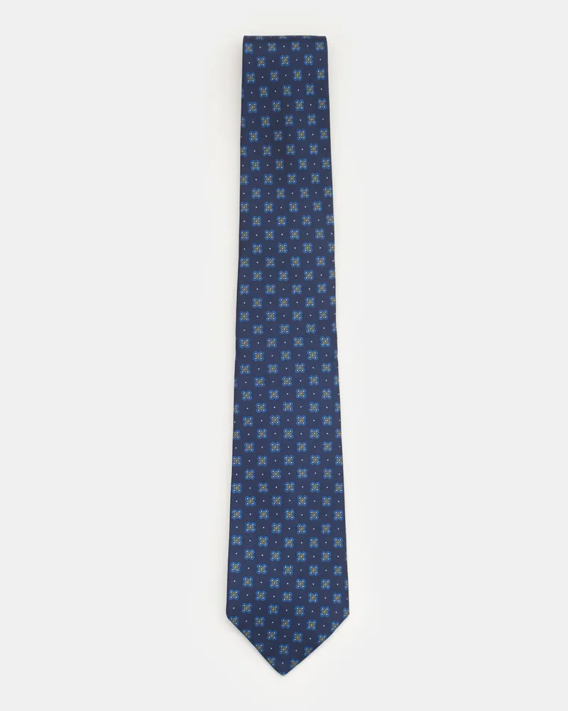 Luigi Borrelli Herren - Seidenkrawatte navy/blau/gelb gemustert Navy