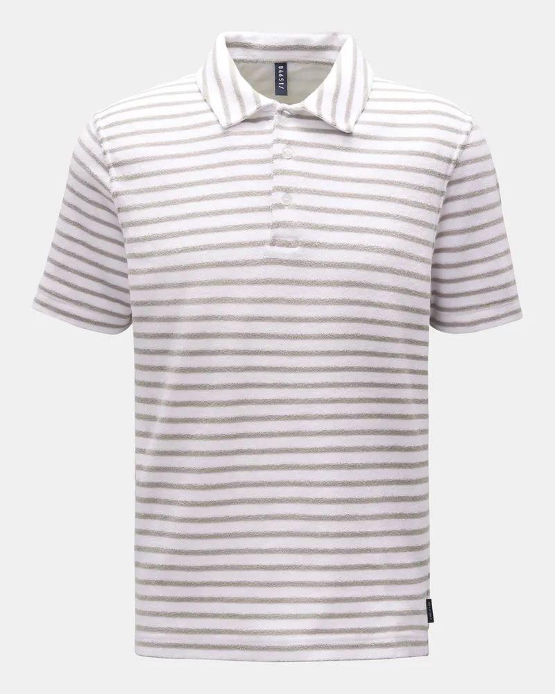 04651/ Herren - Frottee-Poloshirt 'Terry Stripe Polo' grau/weiß gestreift Grau