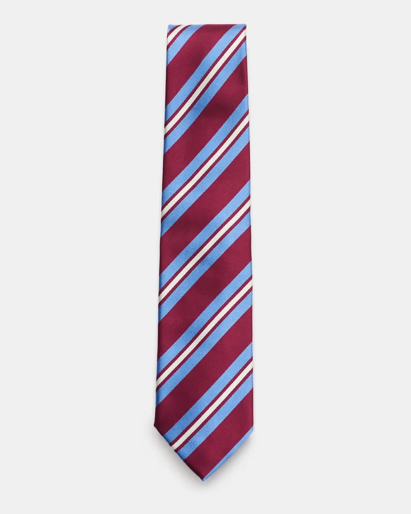 Bigli Herren - Seidenkrawatte 'Rio' bordeaux/blau/silbergrau gestreift Bordeaux
