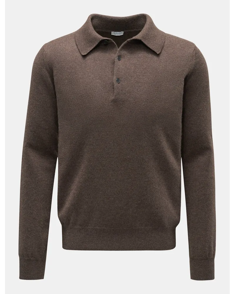 von BRAUN Cashmere Strickpolo graubraun Graubraun