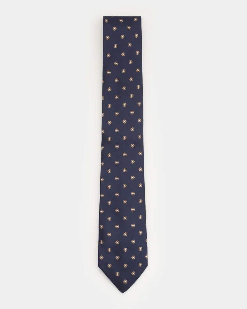 Luigi Borrelli Herren - Seidenkrawatte navy/beige/weiß gemustert Navy