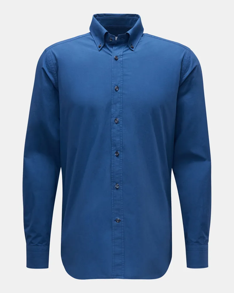 BRAUN Hamburg Herren - Casual Hemd Button-Down-Kragen graublau Graublau