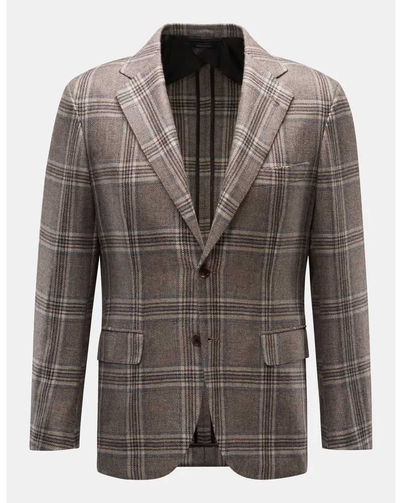 Brioni Cashmere Sakko 'New Plume' dunkelbraun/beige kariert Dunkelbraun