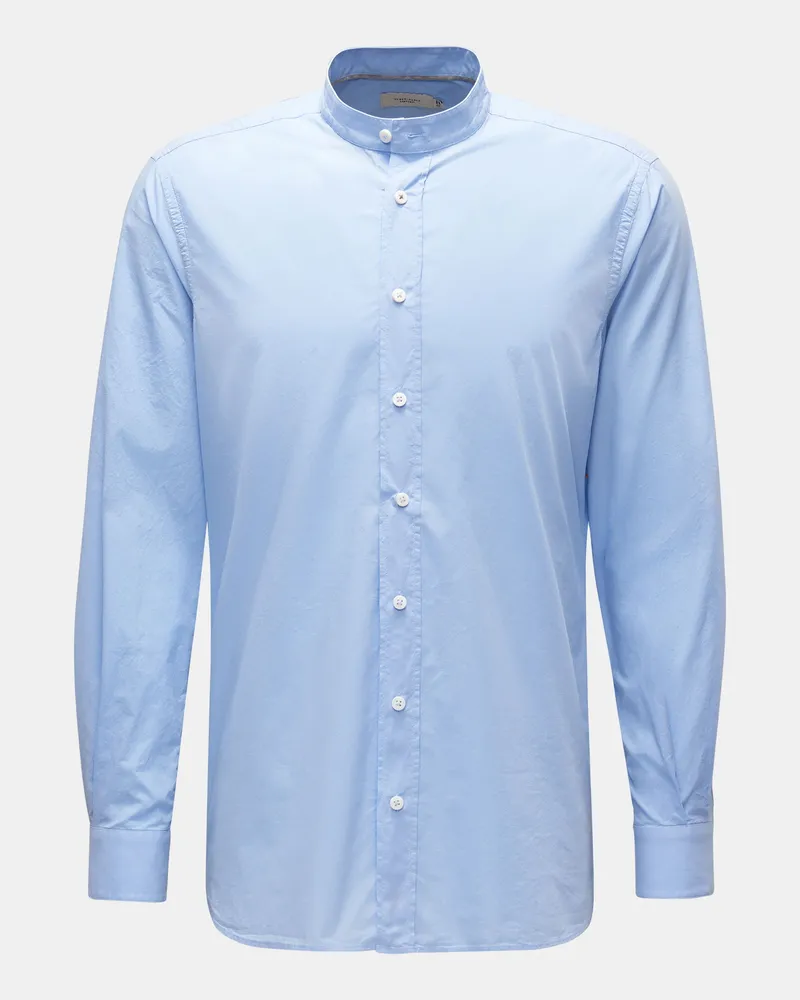 Weber+Weber Herren - Casual Hemd 'Vintage Popeline Plain Collar Shirt' Grandad-Kragen hellblau Hellblau