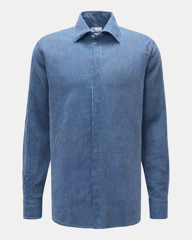 Doppiaa Herren - Casual Hemd 'Aalbenga' Kent-Kragen navy/rauchblau gestreift Navy