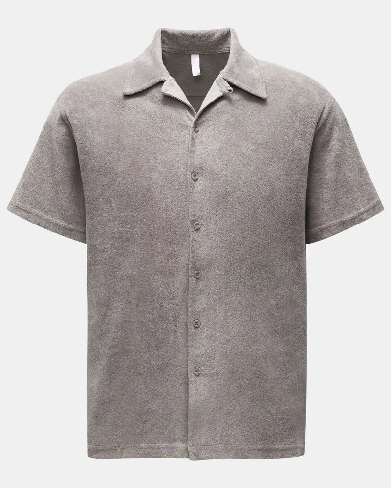 04651/ Herren - Frottee-Kurzarmhemd 'Terry Shirt' Kubanischer Kragen grau Grau