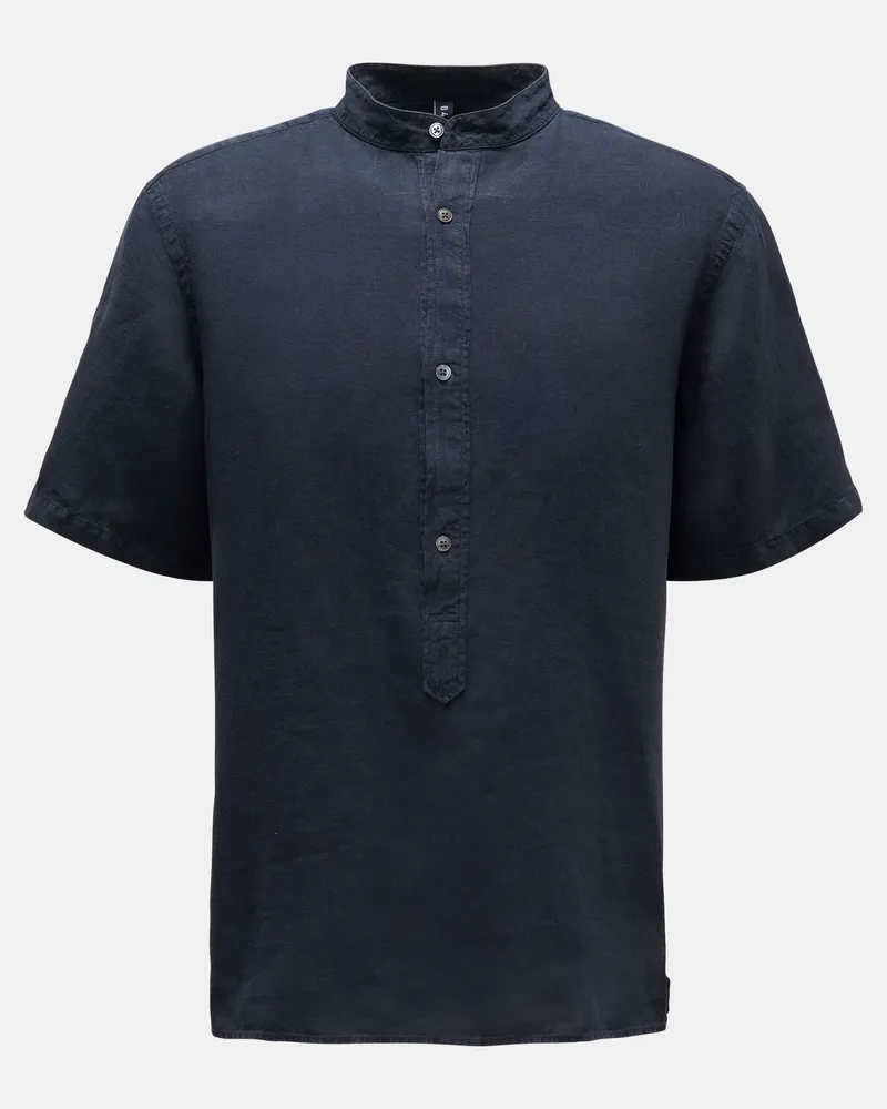 04651/ Herren - Popover-Kurzarmhemd 'Linen Guru' Grandad-Kragen navy Navy