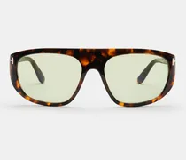 Herren - Sonnenbrille 'Edward' dunkelbraun gemustert/oliv