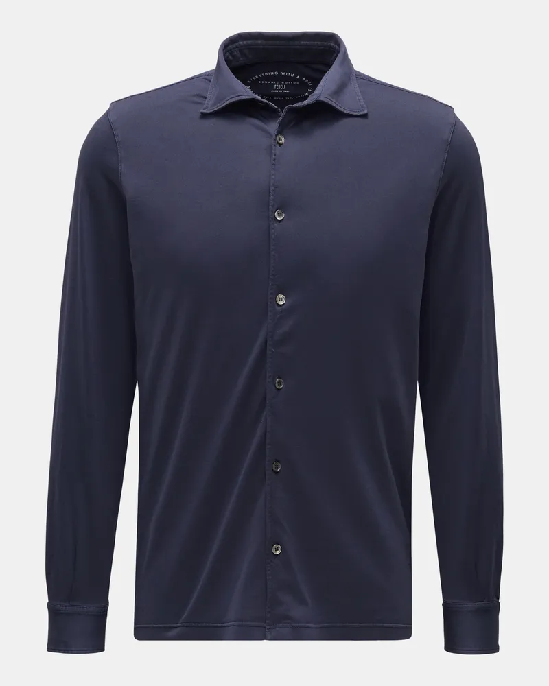 Fedeli Herren - Jersey-Hemd 'Jason' Haifisch-Kragen navy Navy