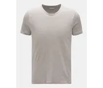 Leinen V-Neck T-Shirt 'Flynn' hellgrau meliert