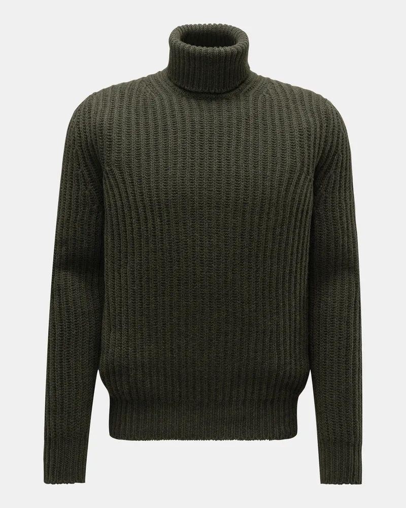 von BRAUN Herren - Cashmere Rollkragenpullover dark olive Dark