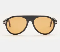 Herren - Horn-Sonnenbrille 'Private Collection' dunkelbraun gemustert/gelb