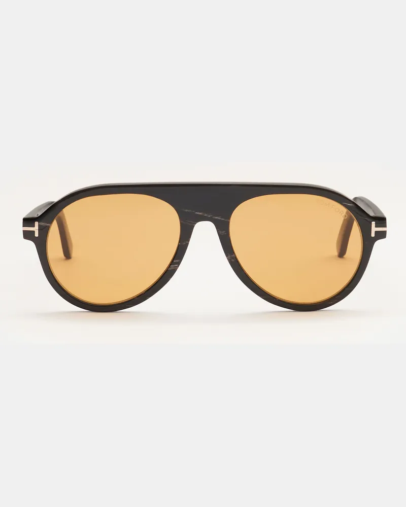 Tom Ford Herren - Horn-Sonnenbrille 'Private Collection' dunkelbraun gemustert/gelb Dunkelbraun