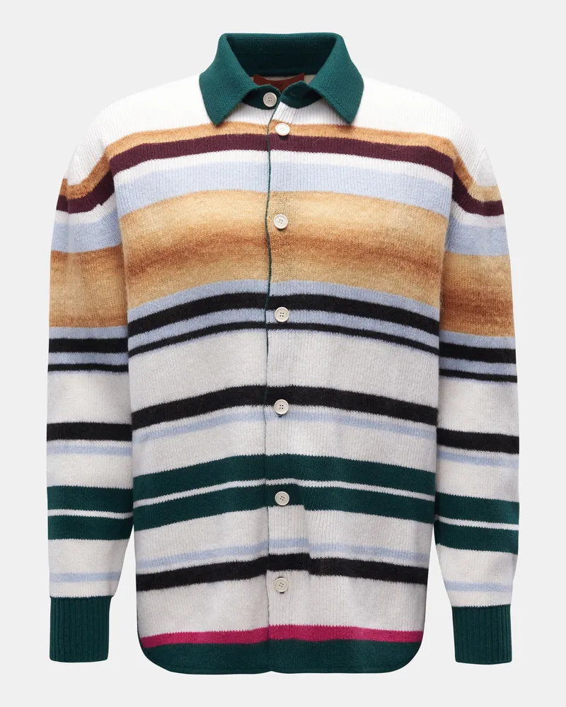 Missoni Herren - Strick-Overshirt beige/weiß/grün gestreift Beige