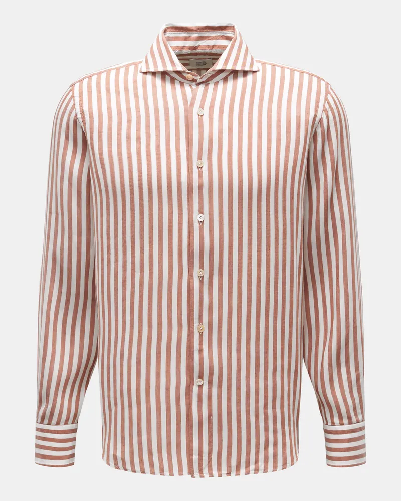 Gherardi Herren - Casual Hemd Haifisch-Kragen braun/offwhite gestreift Braun