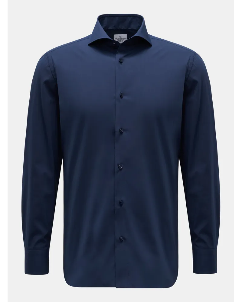 Giampaolo Viozzi Casual-Hemd Haifisch-Kragen navy Navy