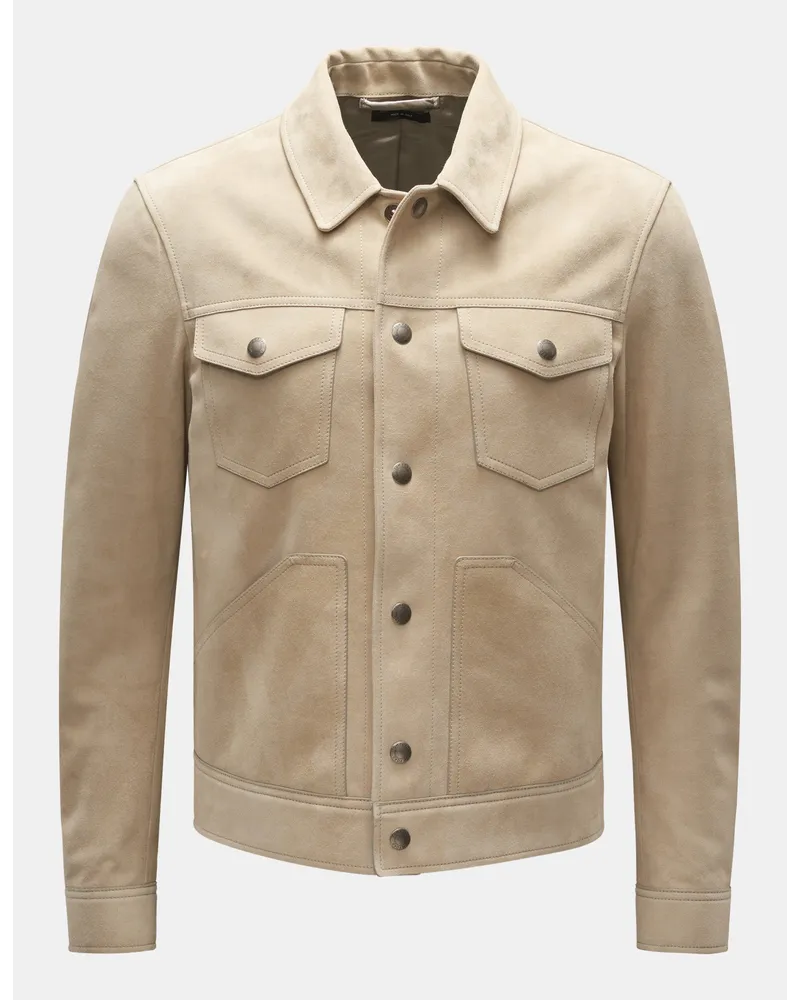 Tom Ford Velourslederjacke beige Beige