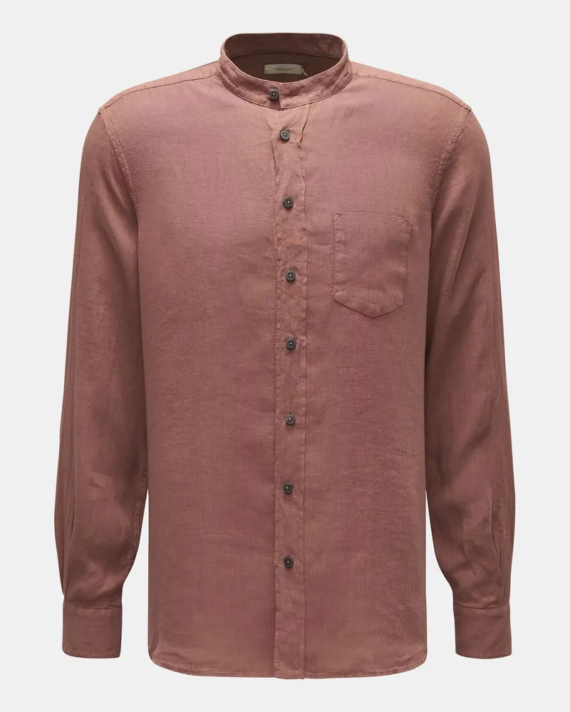 Weber+Weber Herren - Leinenhemd 'Linen Collar Shirt' Grandad-Kragen altrosa Altrosa