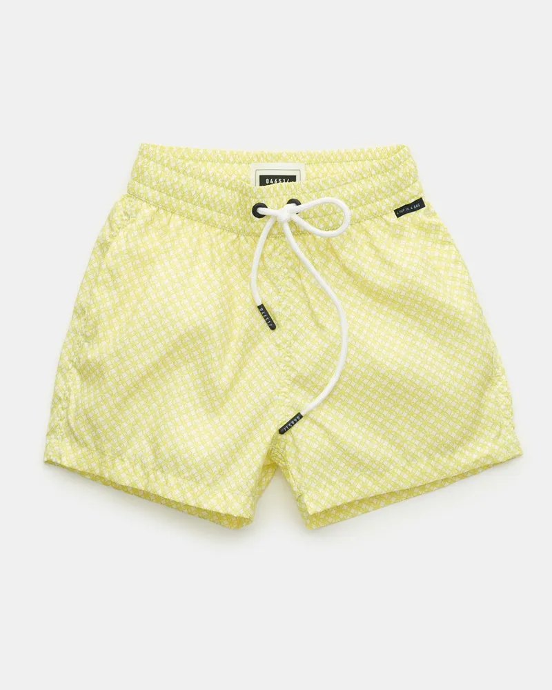 04651/ Herren - Kinder Badeshorts 'Kids Tile Swim' gelb/weiß gemustert Gelb