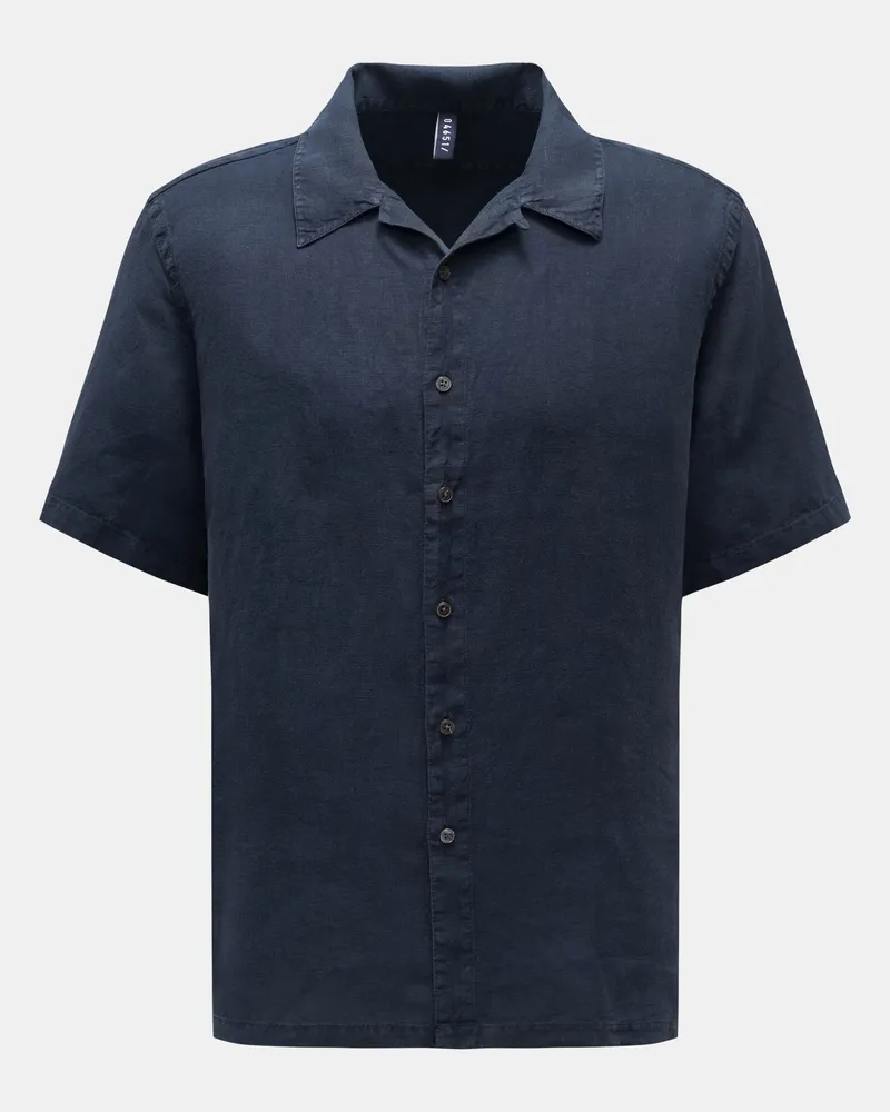 04651/ Herren - Leinen-Kurzarmhemd Kubanischer Kragen navy Navy