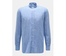 Casual Hemd Grandad-Kragen blau/weiß gestreift