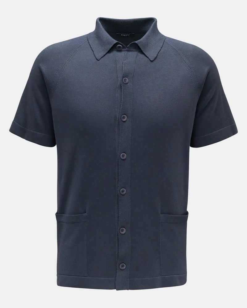 04651/ Herren - Kurzarm-Strickhemd 'Foggy Shirt' schmaler Kragen navy Navy
