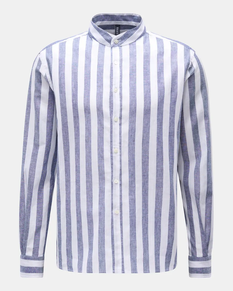04651/ Herren - Casual Hemd 'Summer Striped Guru' Grandad-Kragen navy/weiß gestreift Navy
