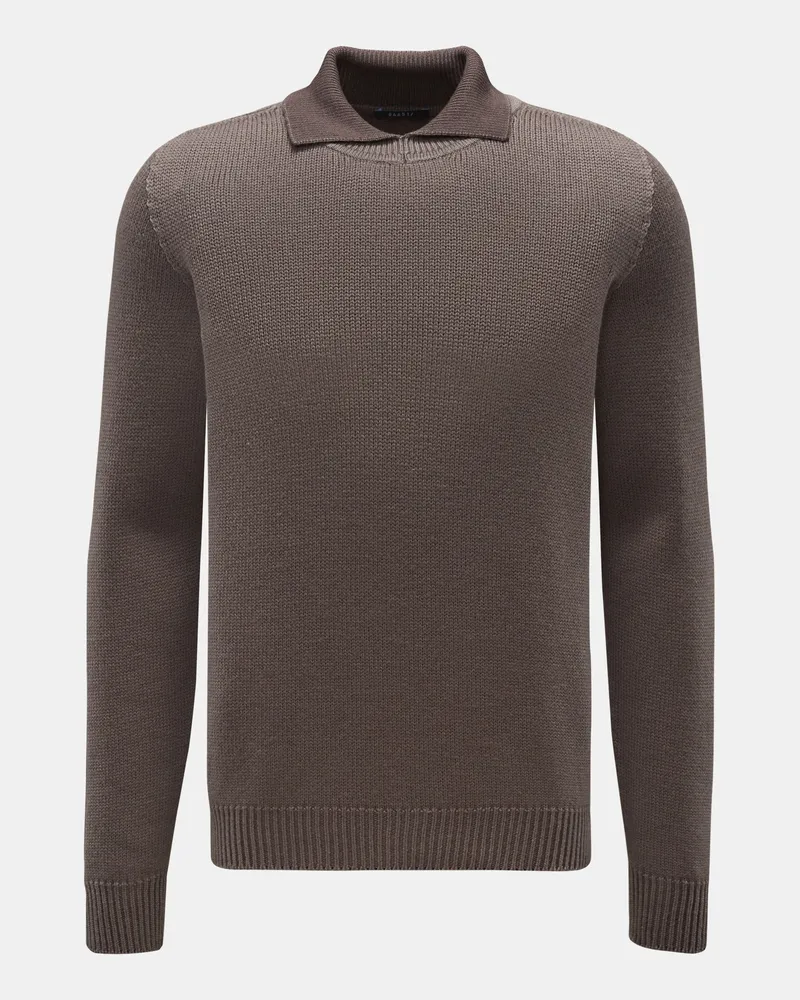 04651/ Herren - Pullover 'Foggy Mock' graubraun Graubraun