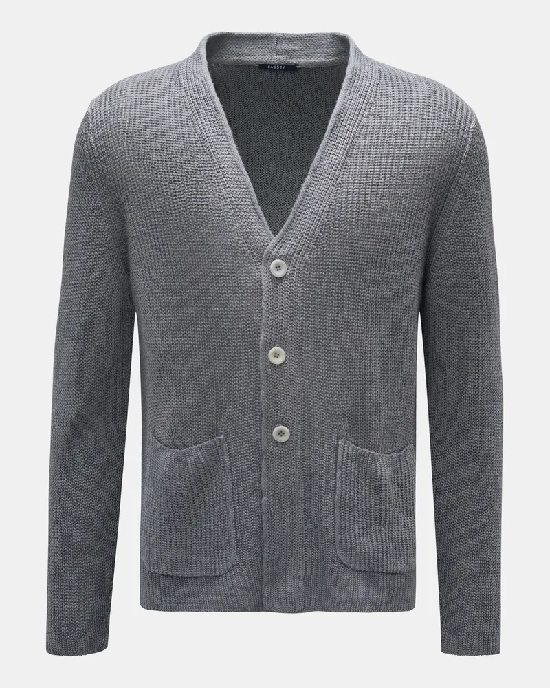 04651/ Herren - Leinen Cardigan 'Blue Marine' grau Grau