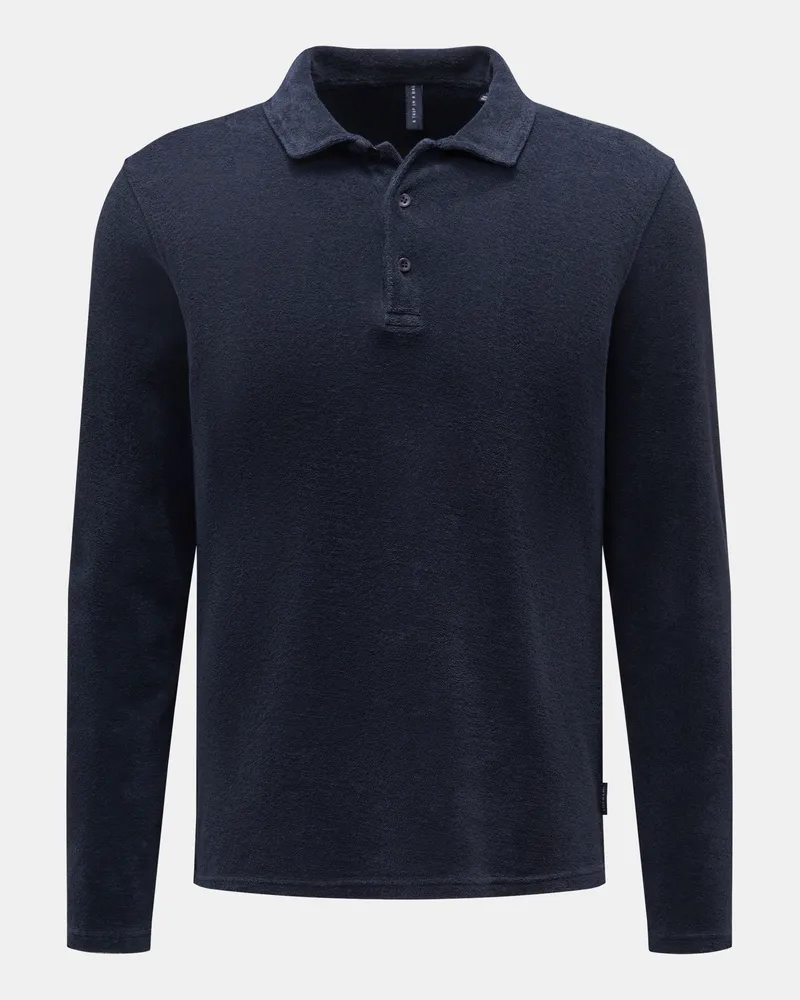 04651/ Herren - Frottee Longsleeve-Poloshirt navy Navy