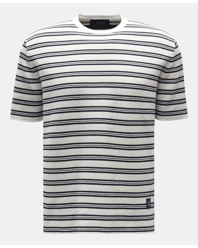 Seafarer Rundhals-T-Shirt weiß/navy gestreift Weiß