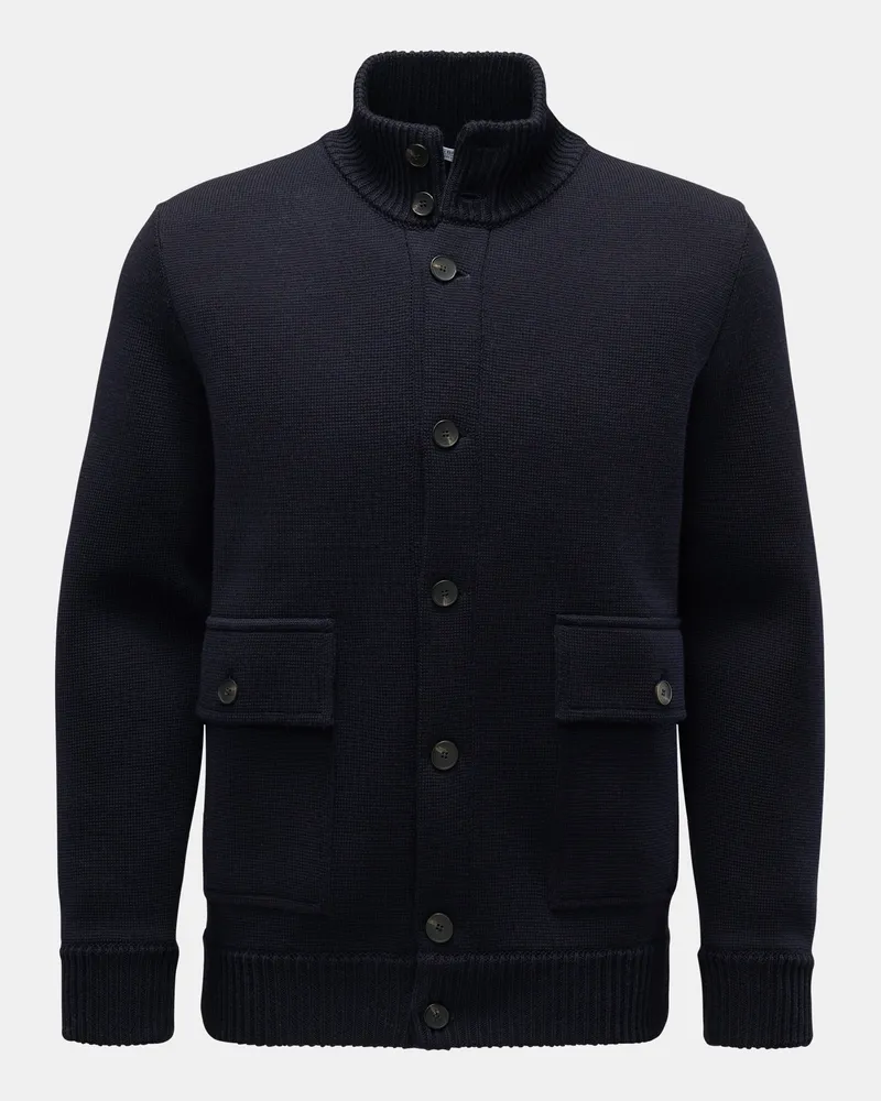 von BRAUN Herren - Merino Cardigan dark navy Dark