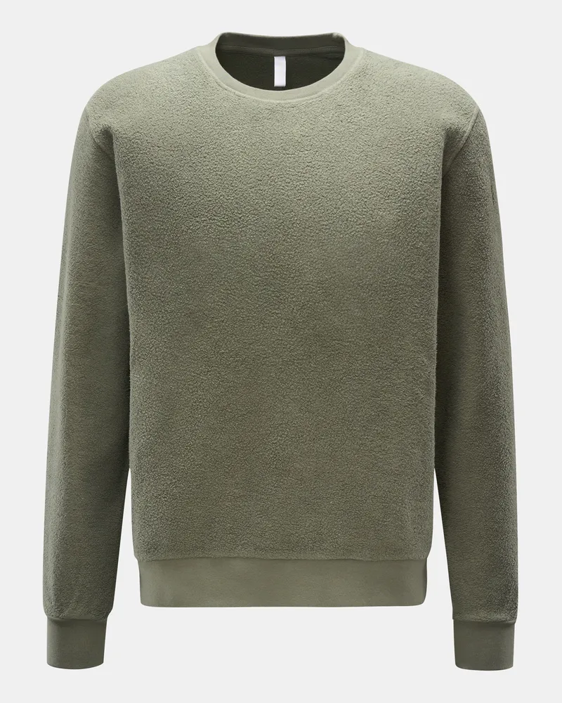 04651/ Herren - Fleece-Rundhals-Sweatshirt 'Ata Oyster' oliv Oliv