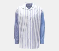 Herren - Casual Hemd Kubanischer Kragen navy/rauchblau/weiß gestreift