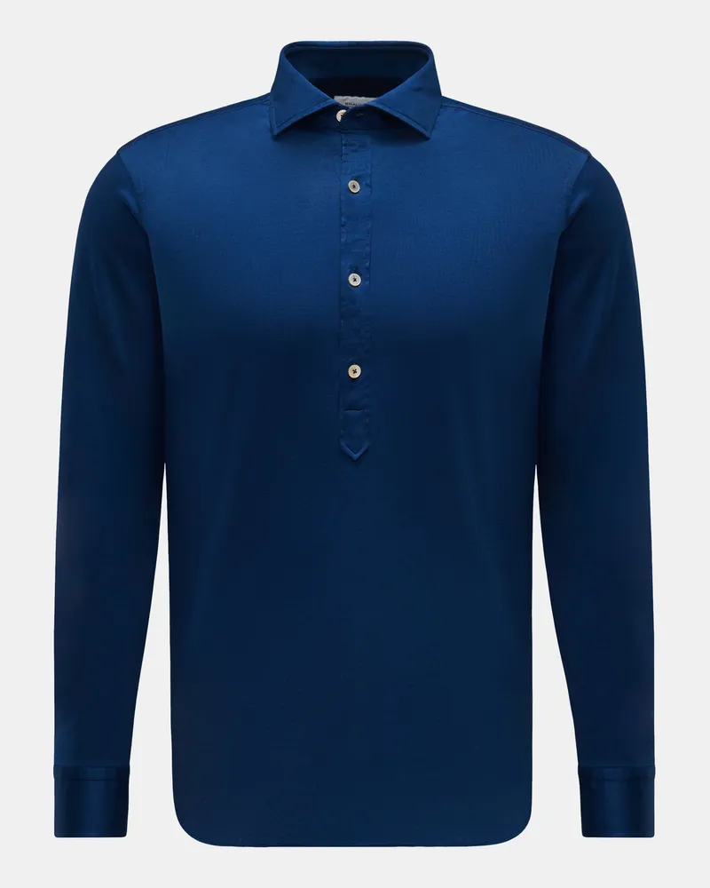 BRAUN Hamburg Herren - Jersey Longsleeve-Poloshirt 'New Jersey' Haifisch-Kragen dunkelblau Dunkelblau