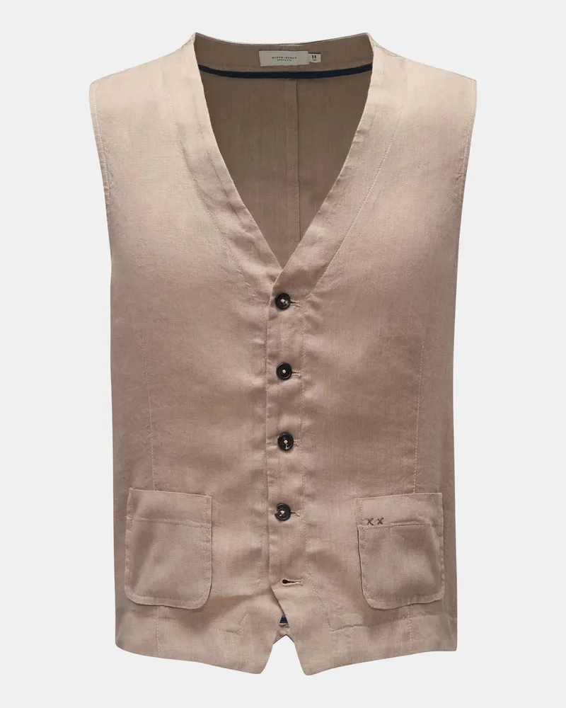 Weber+Weber Herren - Weste 'Linen Tencel Travel Gilet' beige Beige
