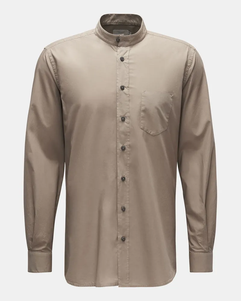 Weber+Weber Herren - Casual Hemd 'Vintage Popeline Collar Shirt' Grandad-Kragen khaki Khaki