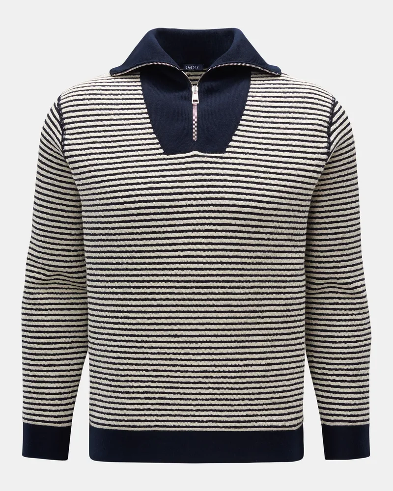 04651/ Herren - Troyer 'Seersucker' navy/offwhite gestreift Navy