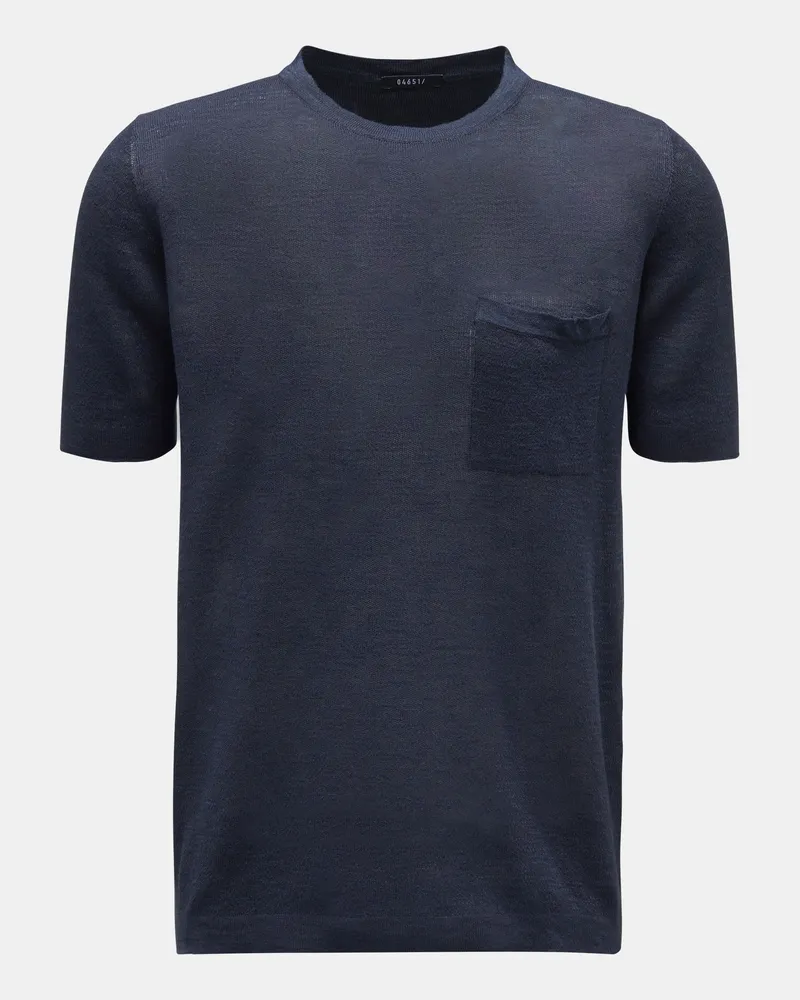 04651/ Herren - Feinstrick-Kurzarmpullover 'Linen Knit Tee' navy Navy