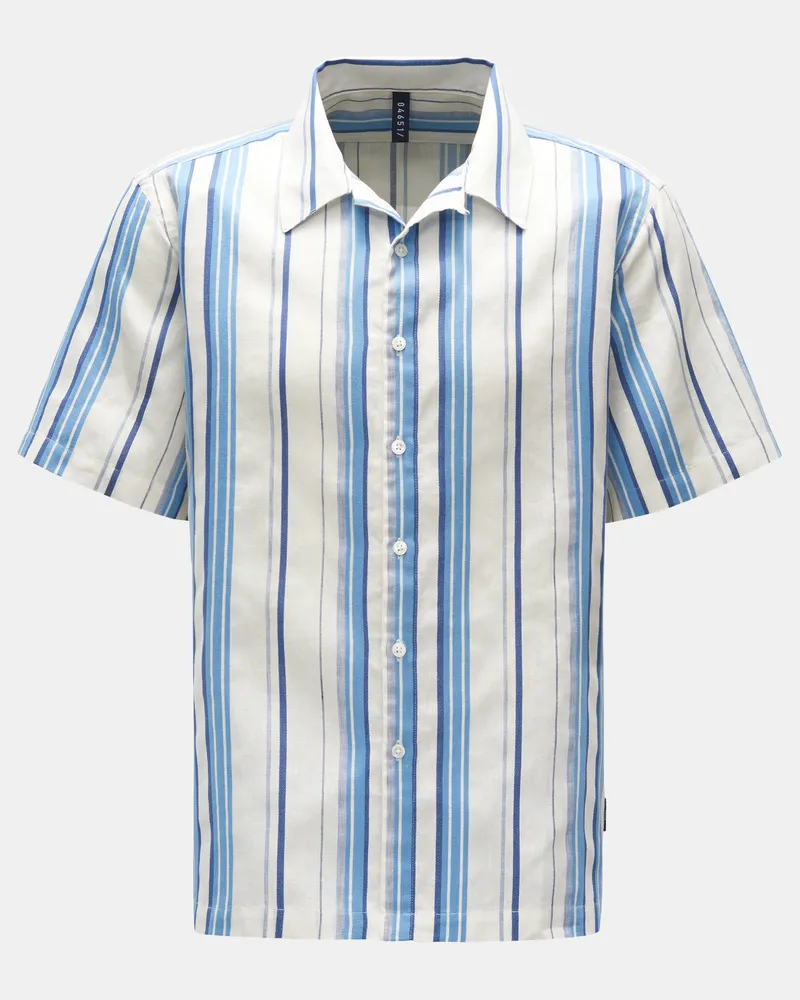 04651/ Herren - Kurzarmhemd Kent-Kragen blau/navy/offwhite gestreift Blau