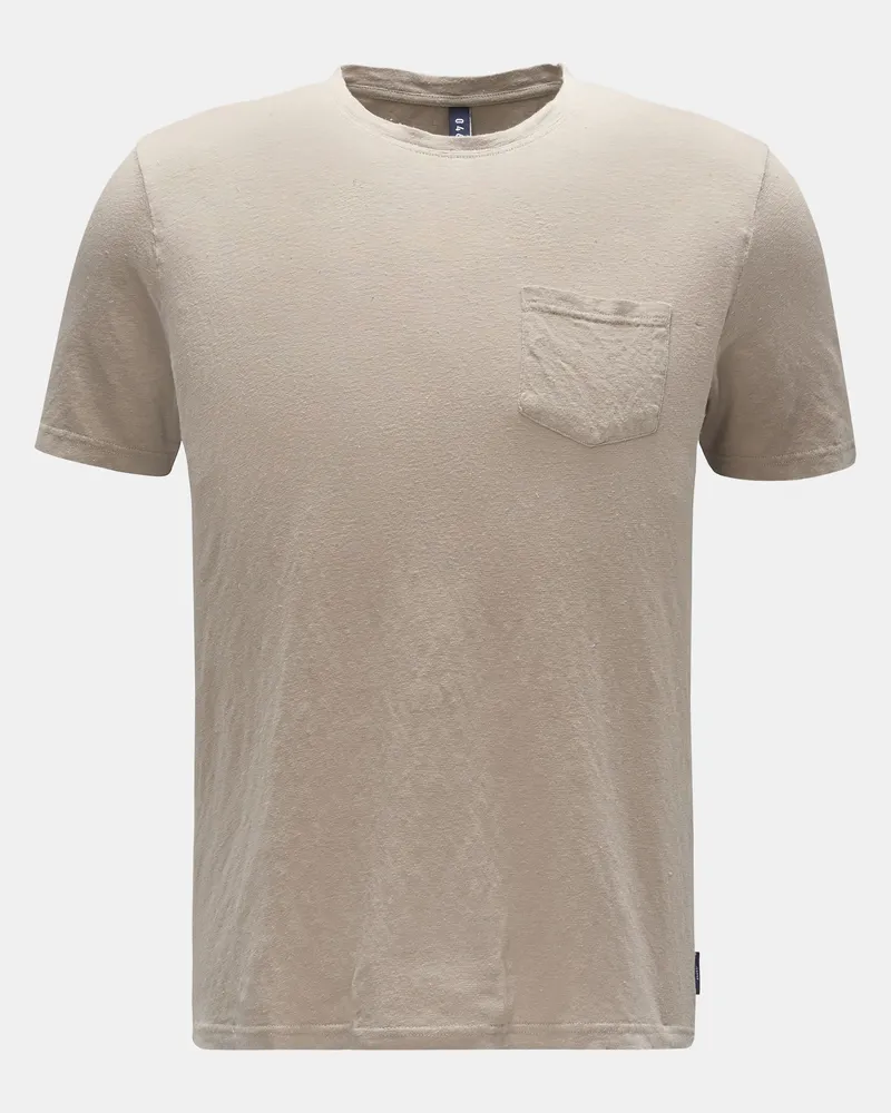 04651/ Herren - Leinen Rundhals-T-Shirt beige Beige