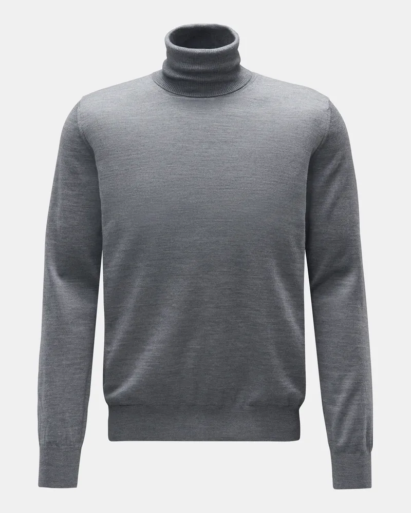 von BRAUN Herren - Merino Feinstrick-Rollkragenpullover grau Grau