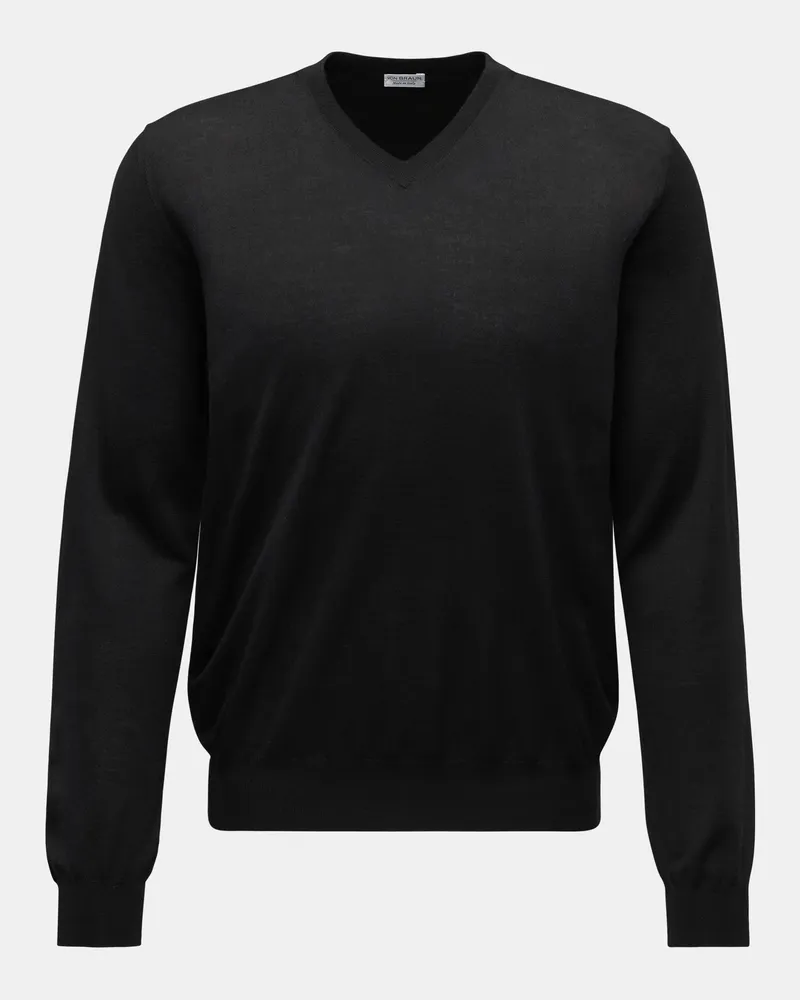 von BRAUN Herren - Feinstrick V-Neck Pullover schwarz Schwarz