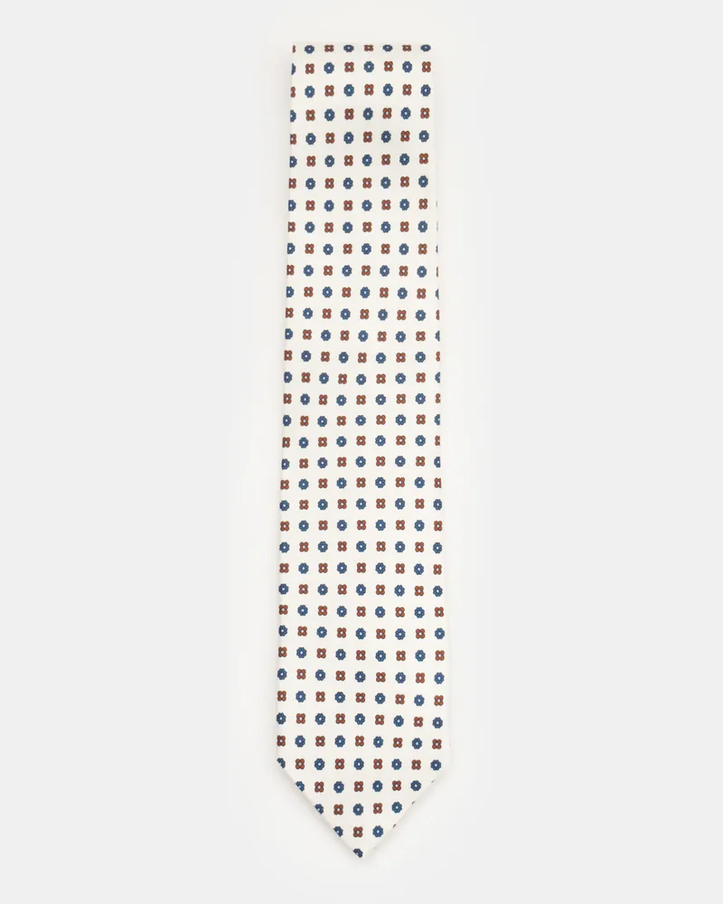 Eddy Monetti Herren - Seidenkrawatte offwhite/navy/braun gemustert Offwhite