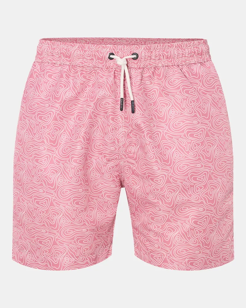 04651/ Herren - Badeshorts 'Seamap' hellrot/weiß gemustert Hellrot