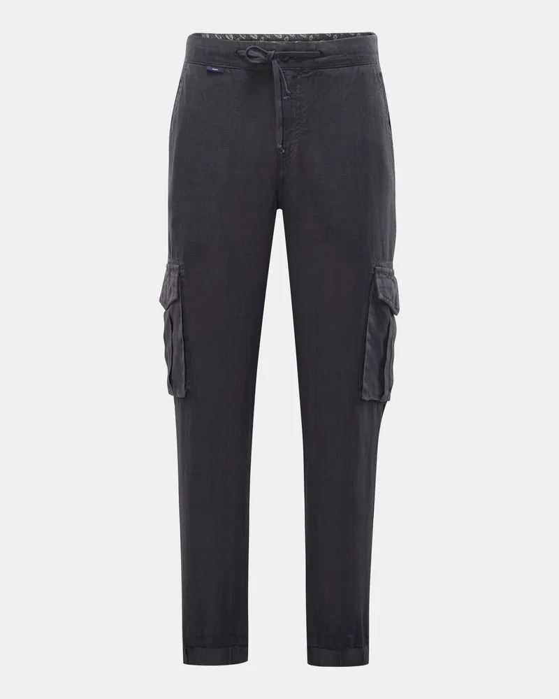 04651/ Herren - Leinen Cargo-Joggpants 'Linen Cargo' anthrazit Anthrazit