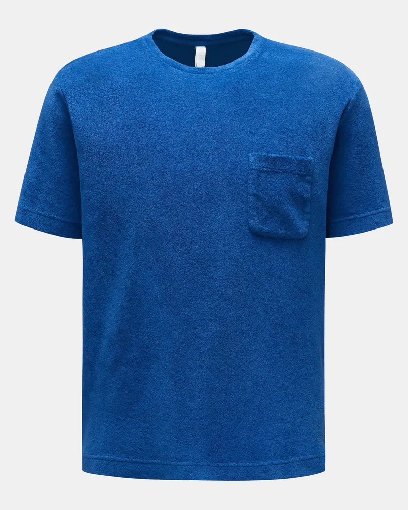 04651/ Herren - Frottee Rundhals-T-Shirt 'Terry Tee' blau Blau