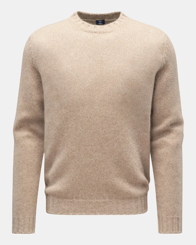 Fedeli Herren - Cashmere Rundhalspullover beige Beige
